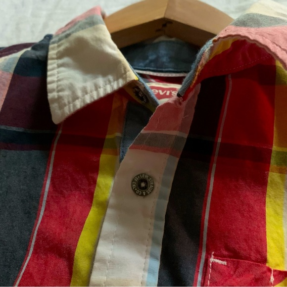 Levi’s Boys Plaid Button Up with Red Yellow Black design NWOT - Picture 6 of 6